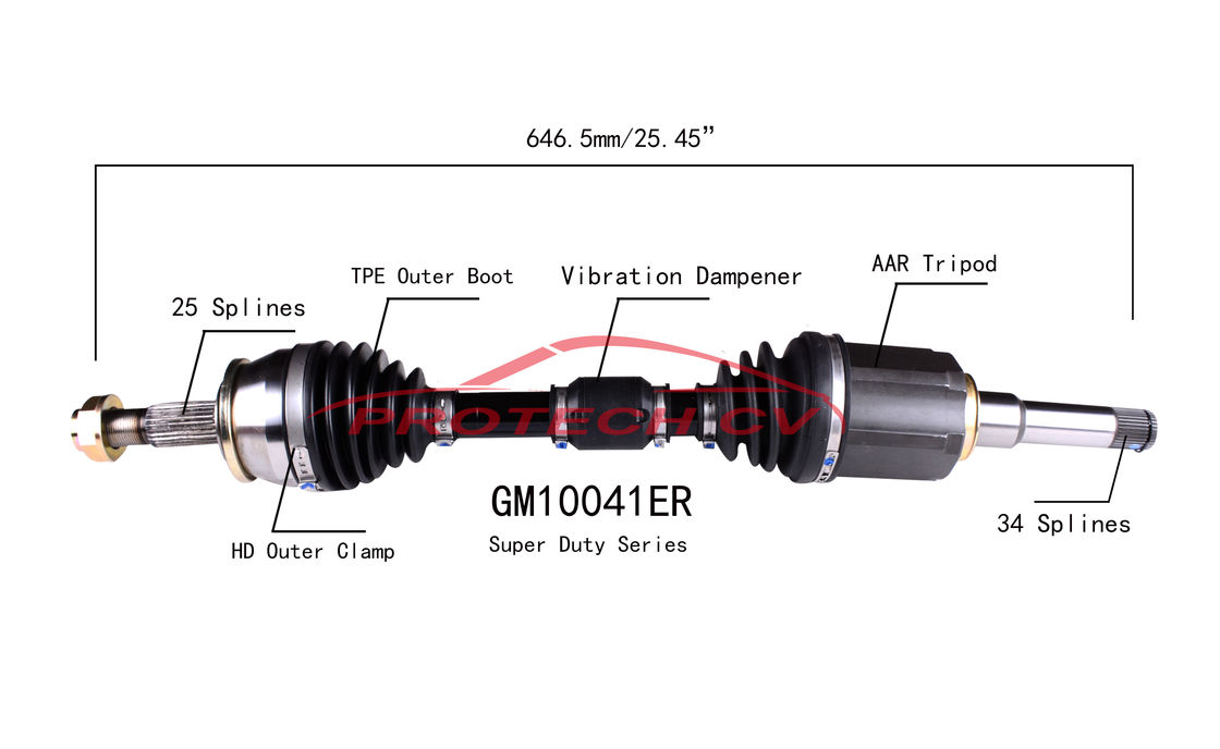 GM10041ER CV Axle Assembly Heavy Duty Clamp TPEE Boot  Cold Forging Grinding Process Technology EXTREME Weather Unit